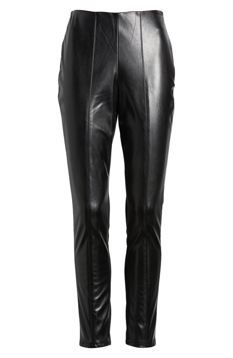 Tahari ASL Faux Leather Ponte Pants, Alternate, color, Black