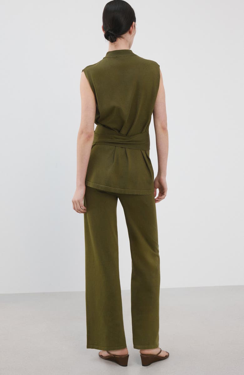 MANGO Pull-On Straight Leg Knit Pants, Alternate, color, Khaki Green