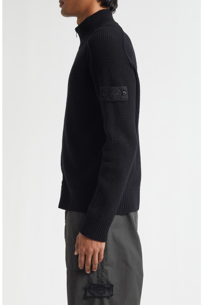 Ghost Virgin Wool Zip Cardigan, Alternate, color, V0029 BLACK
