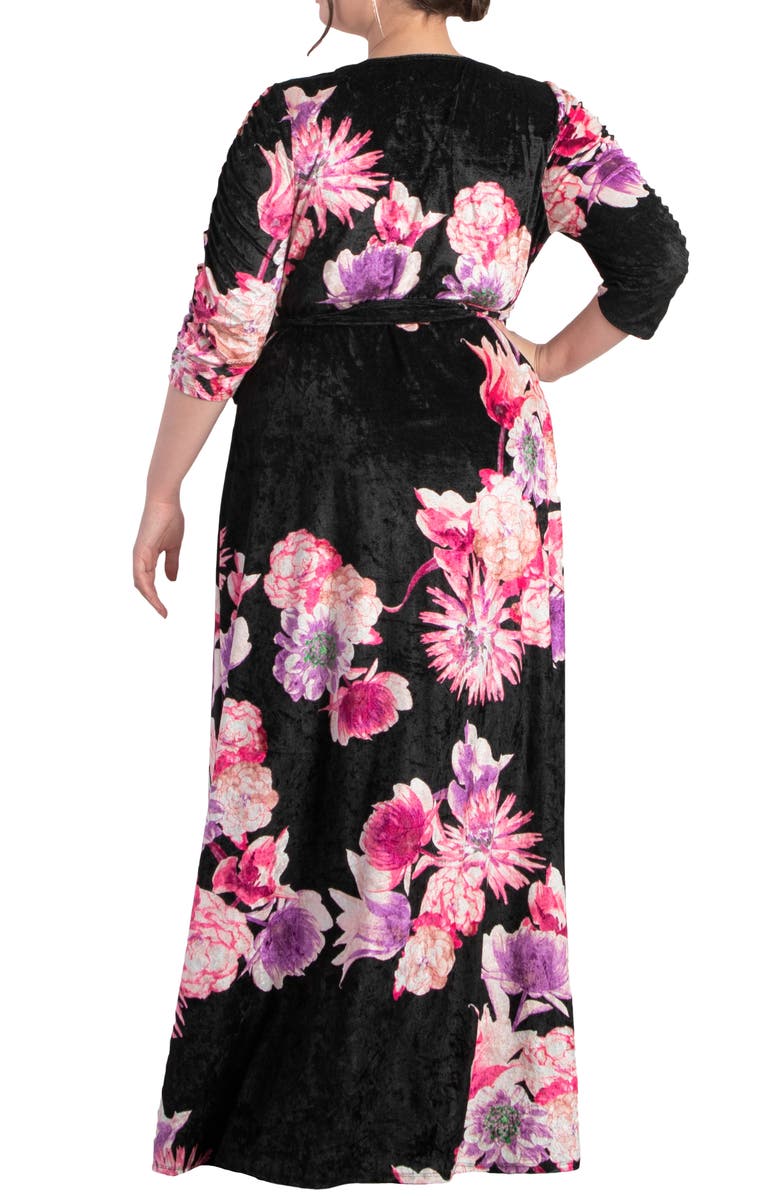 Kiyonna Cara Crushed Velvet Wrap Gown, Alternate, color, 
