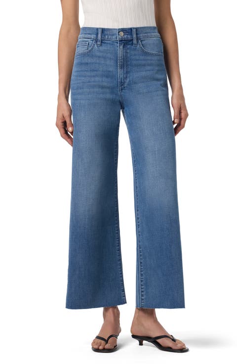Raw Hem Ankle Wide Leg Jeans (Cyrene)