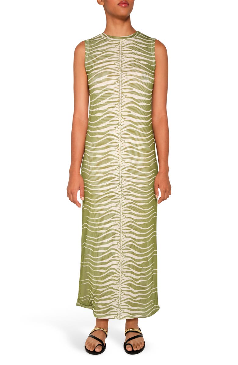 The Lulo Project Salty Sleeveless Maxi Dress, Main, color, Green Snake