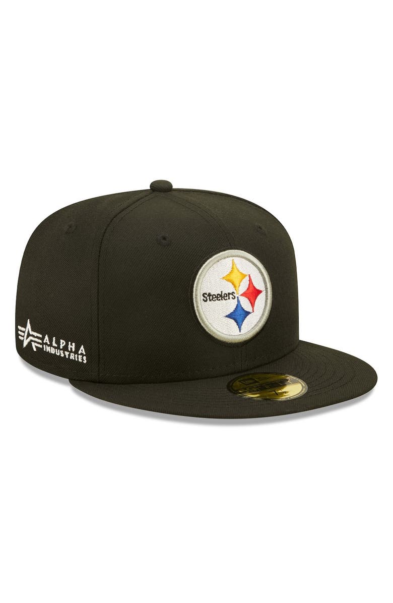 New Era x Alpha Industries Men's New Era x Alpha Industries Black Pittsburgh Steelers Alpha 59FIFTY Fitted Hat, Main, color, 