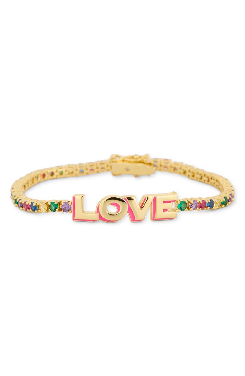 Kate Spade New York like magic love tennis bracelet, Main, color, Gold Multi