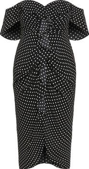 City Chic Gina Spot Off the Shoulder Midi Dress