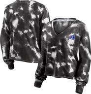 FANATICS Women's Fanatics Branded White/Black Chicago White Sox Tie-Dye V-Neck Pullover Cropped Tee