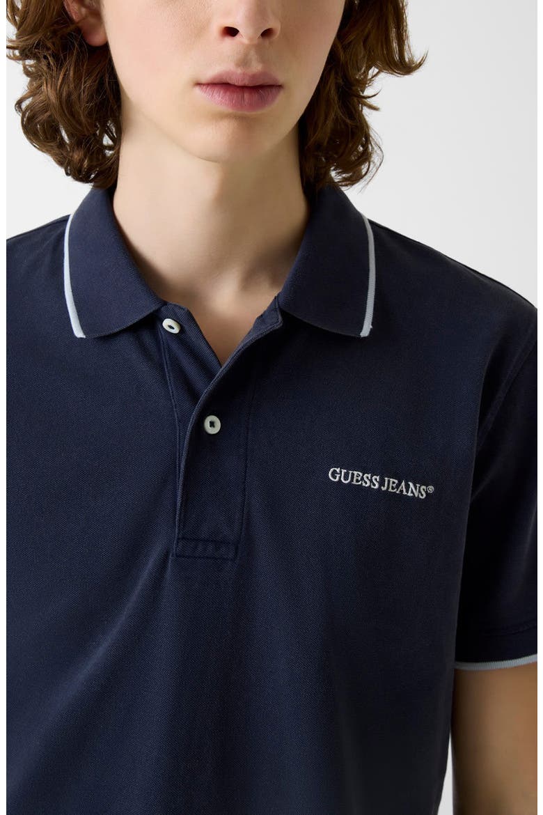 Logo Embroidered Tipped Polo, Alternate, color, MEDIUM BLUE