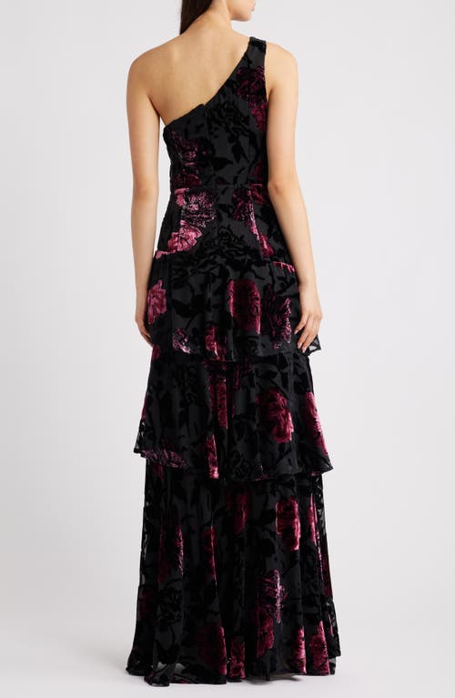 Lulus Elodie One Shoulder Burnout Floral Tiered Dress In Multi