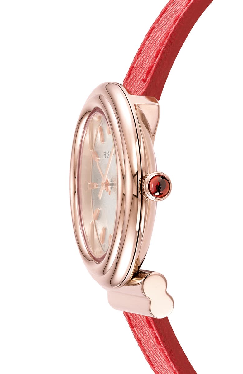 FERRAGAMO Gancini Leather Strap Watch, 28mm, Alternate, color, 