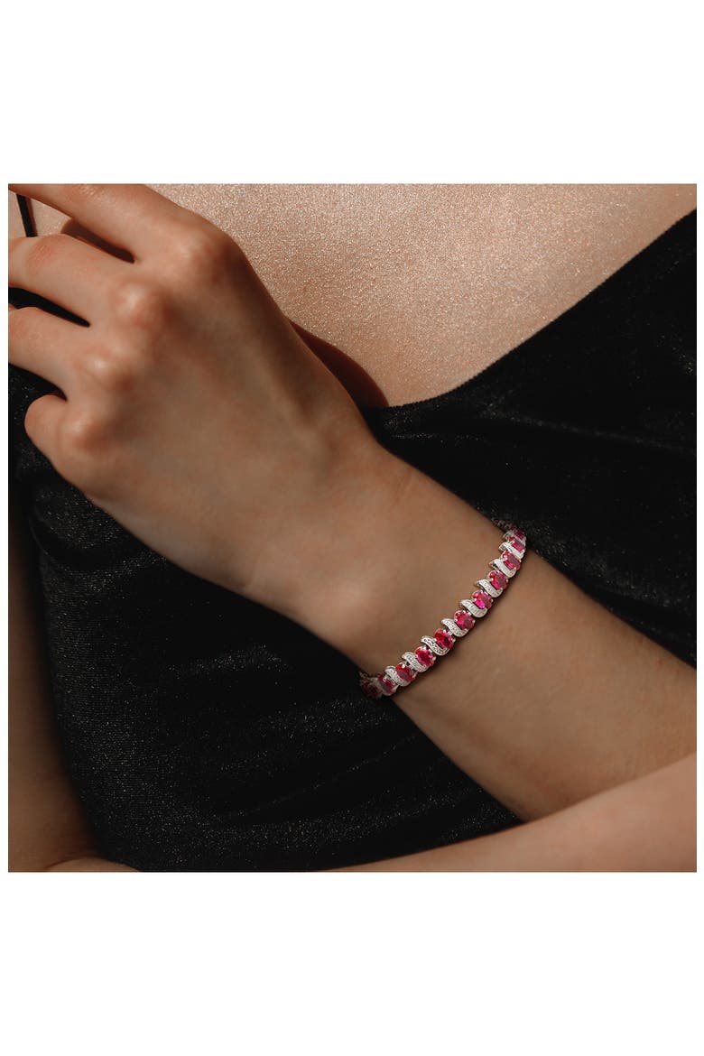 Oval Cut Created Ruby Tennis Bracelet, Alternate, color, RED