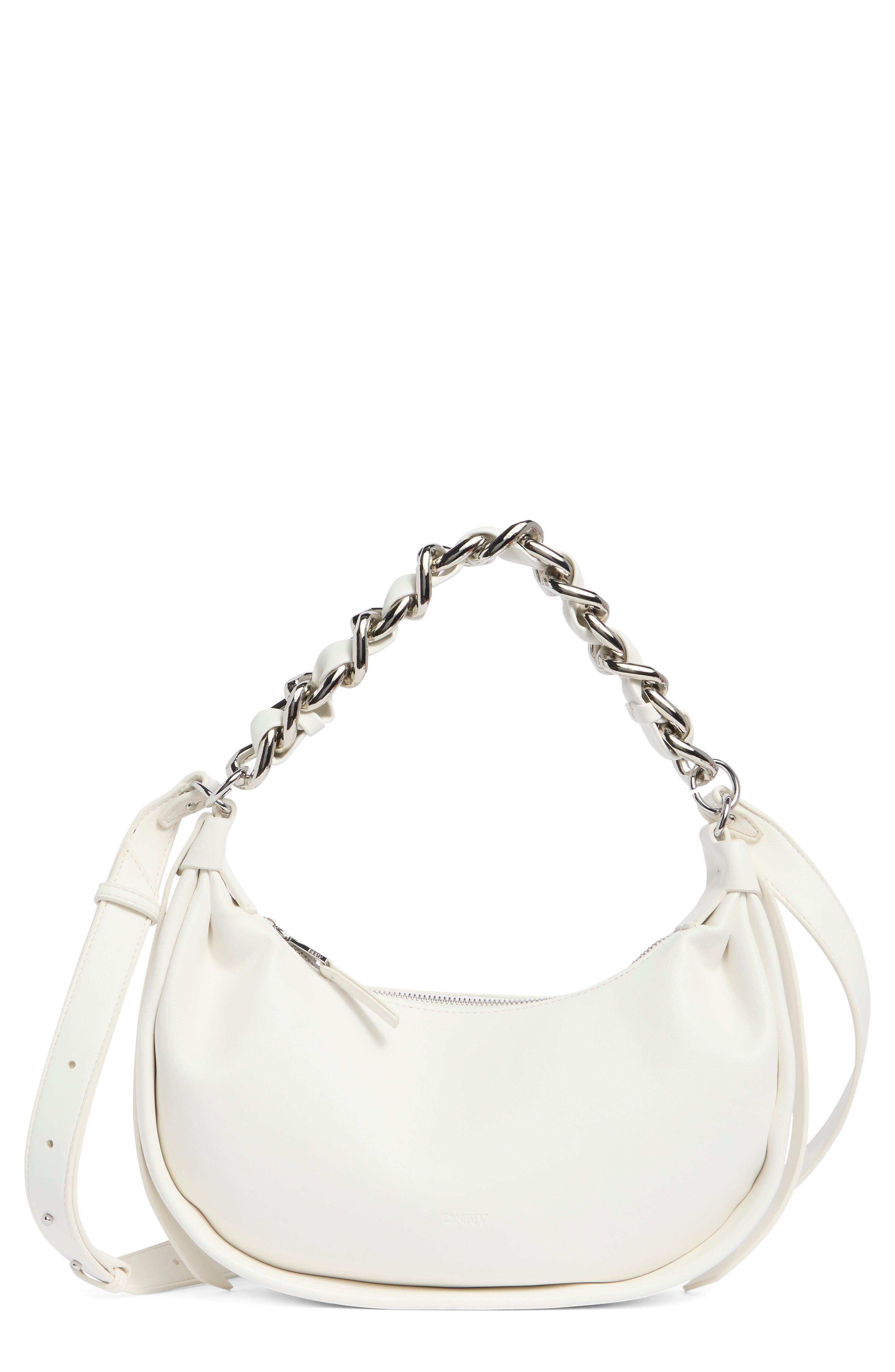DKNY Fiona Small Hobo Bag, Main, color, Marshmallow