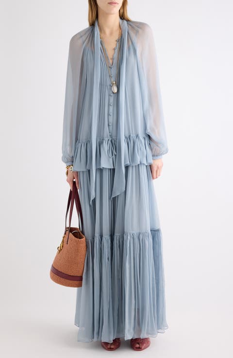 Silk Mousseline Maxi Dress