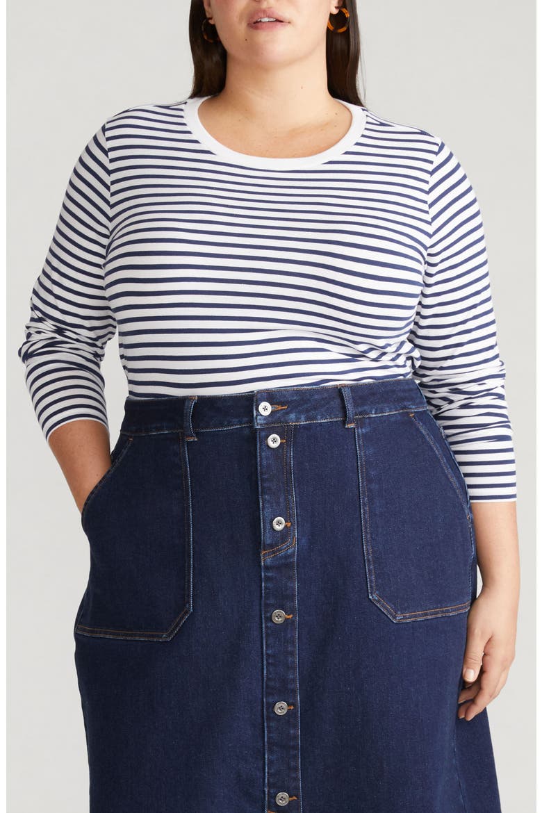 Rex Stripe Long Sleeve T-Shirt, Main, color, WHITE/ CENOTE BLUE