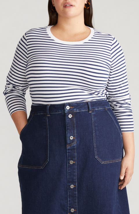 Rex Stripe Long Sleeve T-Shirt (Plus)