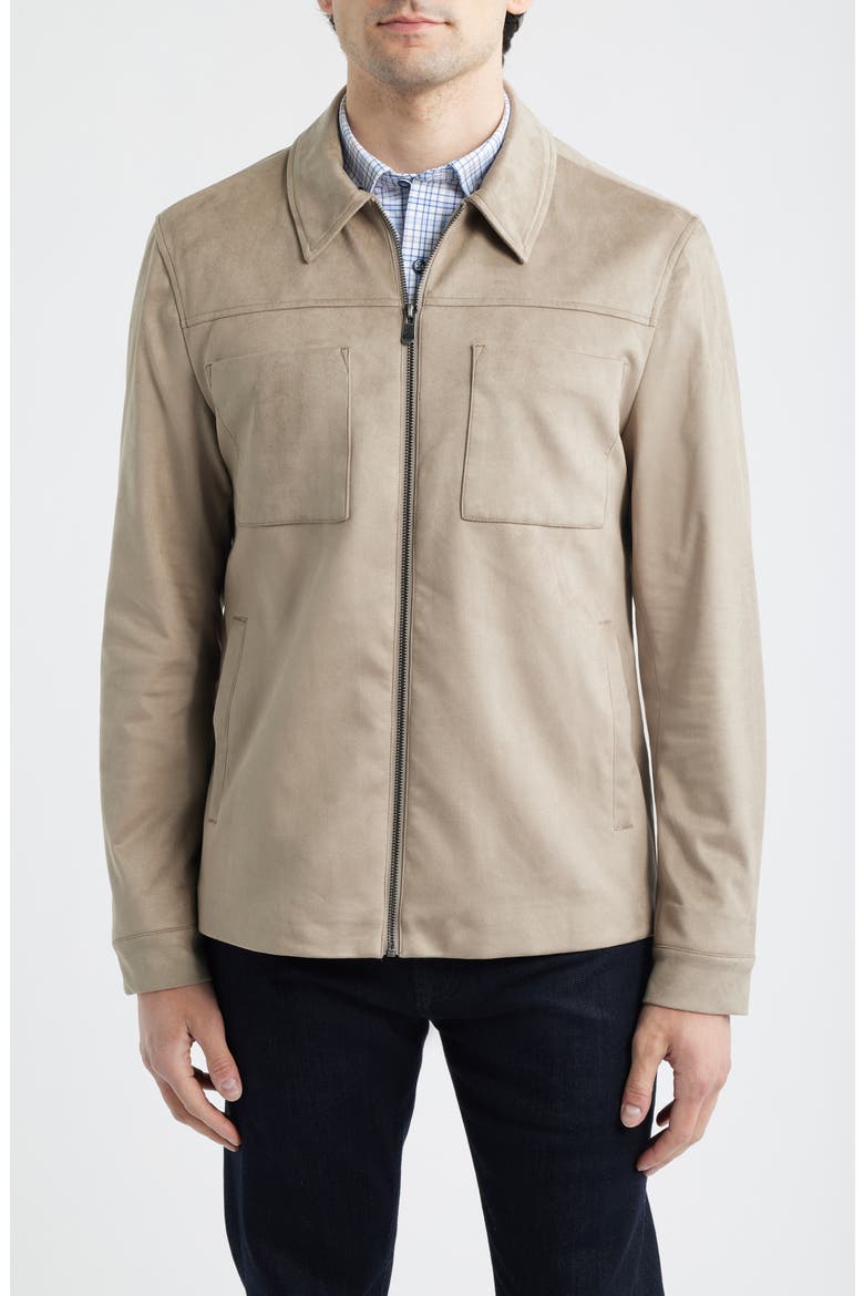 Faux Suede Jacket, Alternate, color, TAUPE