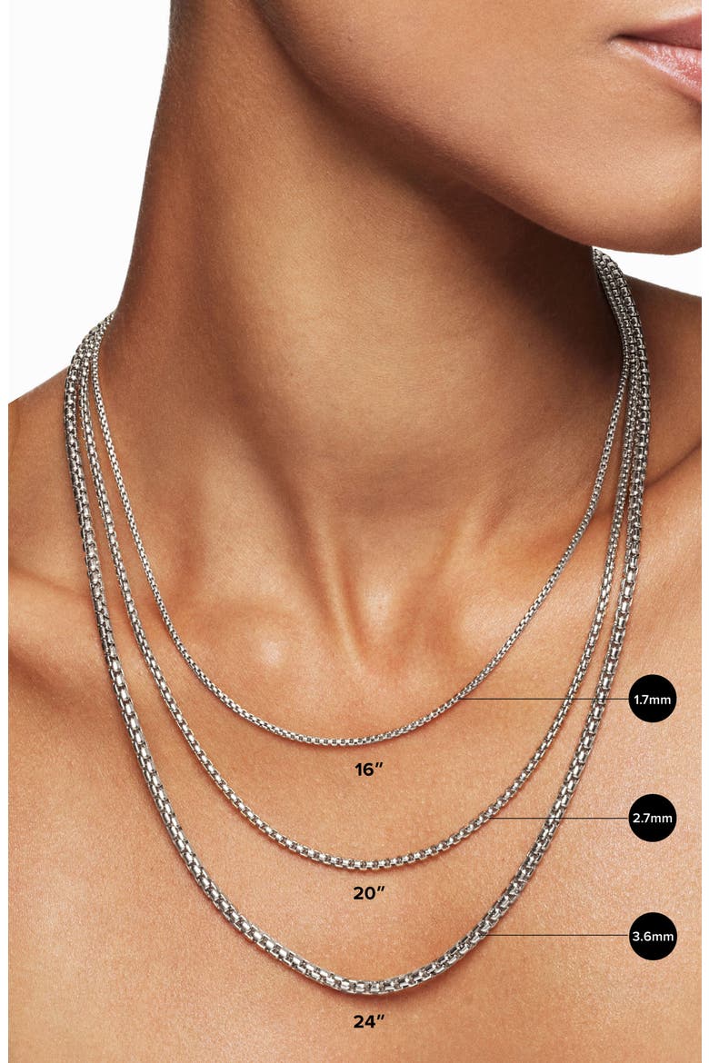 Box Chain Necklace in Darkened Sterling Silver, 2.7mm, Alternate, color, SILVER
