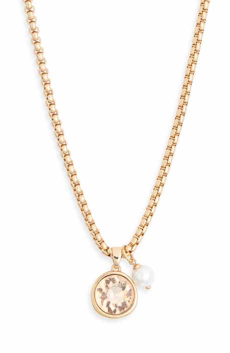 Luminous Crystal & Faux Pearl Pendant Necklace