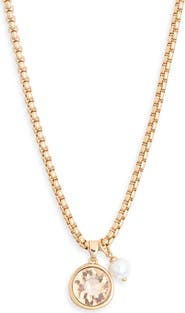 Ettika Luminous Crystal & Faux Pearl Pendant Necklace
