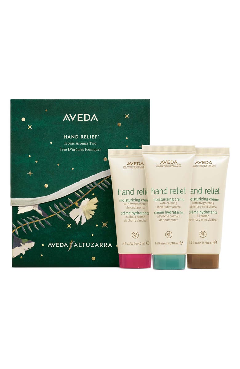 Aveda hand relief<sup>™</sup> Iconic Aroma Moisturizing Trio Hand Cream Gift Set $33 Value, Main, color, 