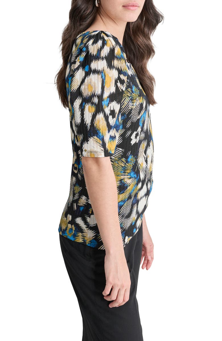 DKNY Abstract Print Asymmetric Neck Rib Top, Alternate, color, 