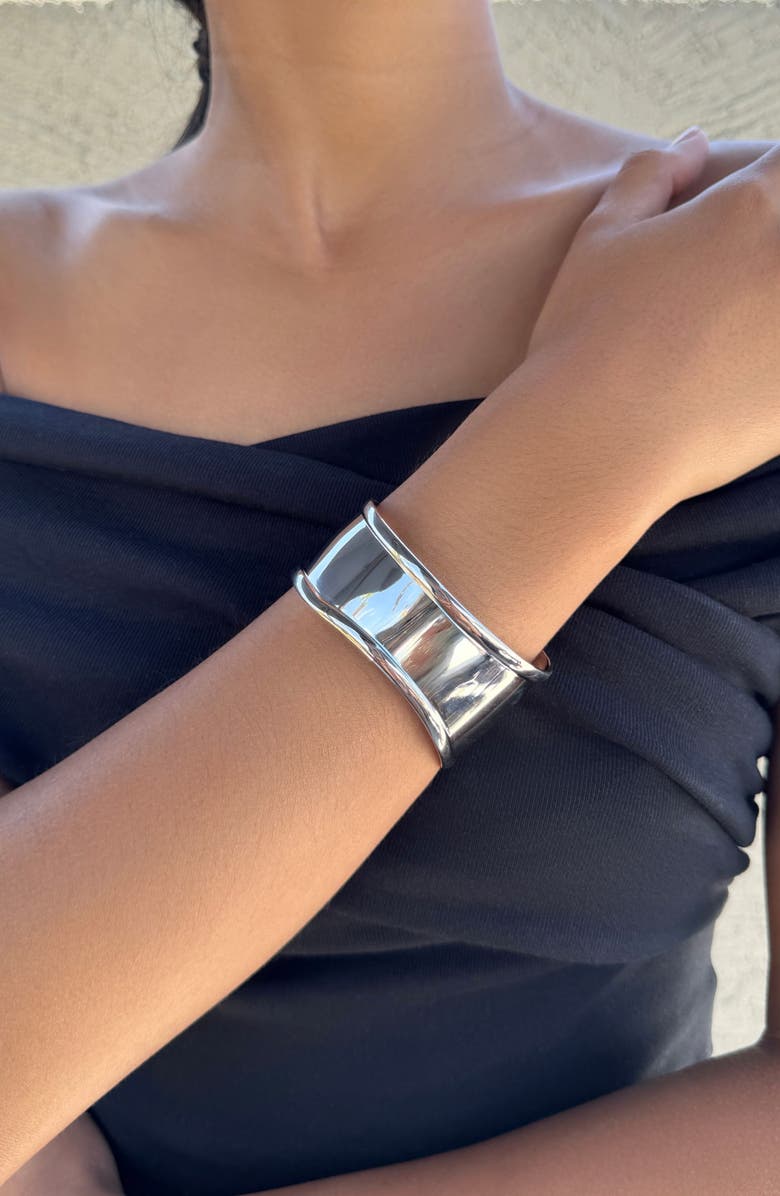 Adornia Tapered Cuff Bracelet, Alternate, color, Silver