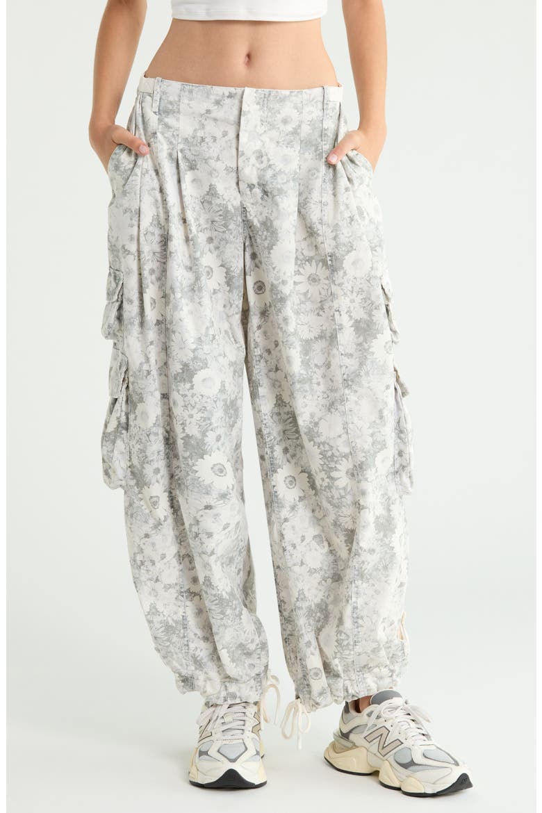 Charmer Floral Cotton Blend Utility Pants, Main, color, CAMO FLORAL IVORY