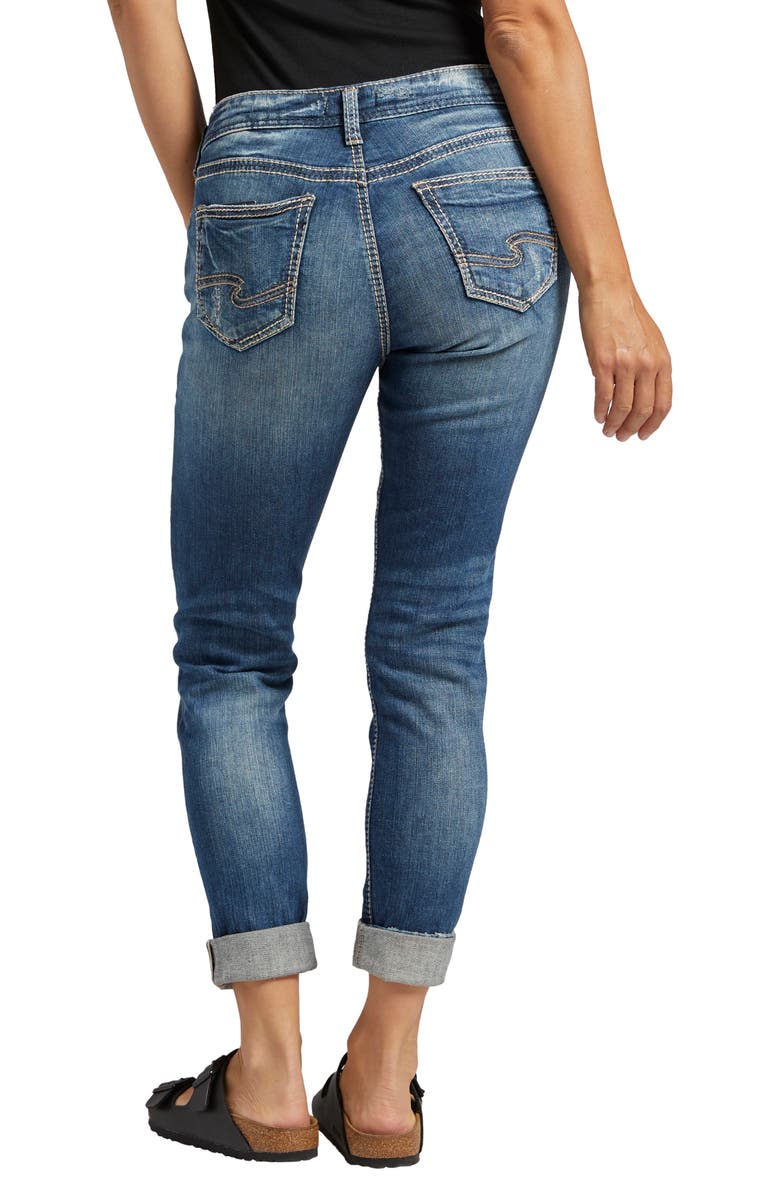 Silver Jeans Co. Girlfriend Distressed Jeans, Alternate, color, Indigo