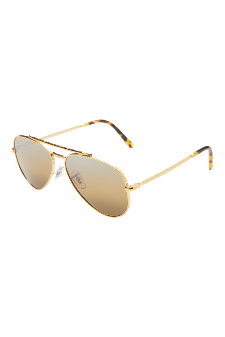 New Aviator 58mm Polarized Pilot Sunglasses, Alternate, color, LEGEND GOLD / GRAD DARK BROWN