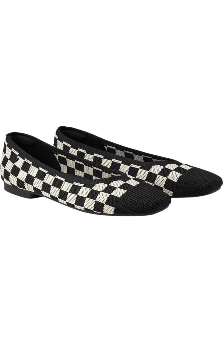 VIVAIA Square-Toe V-Cut Flats, Main, color, Checker