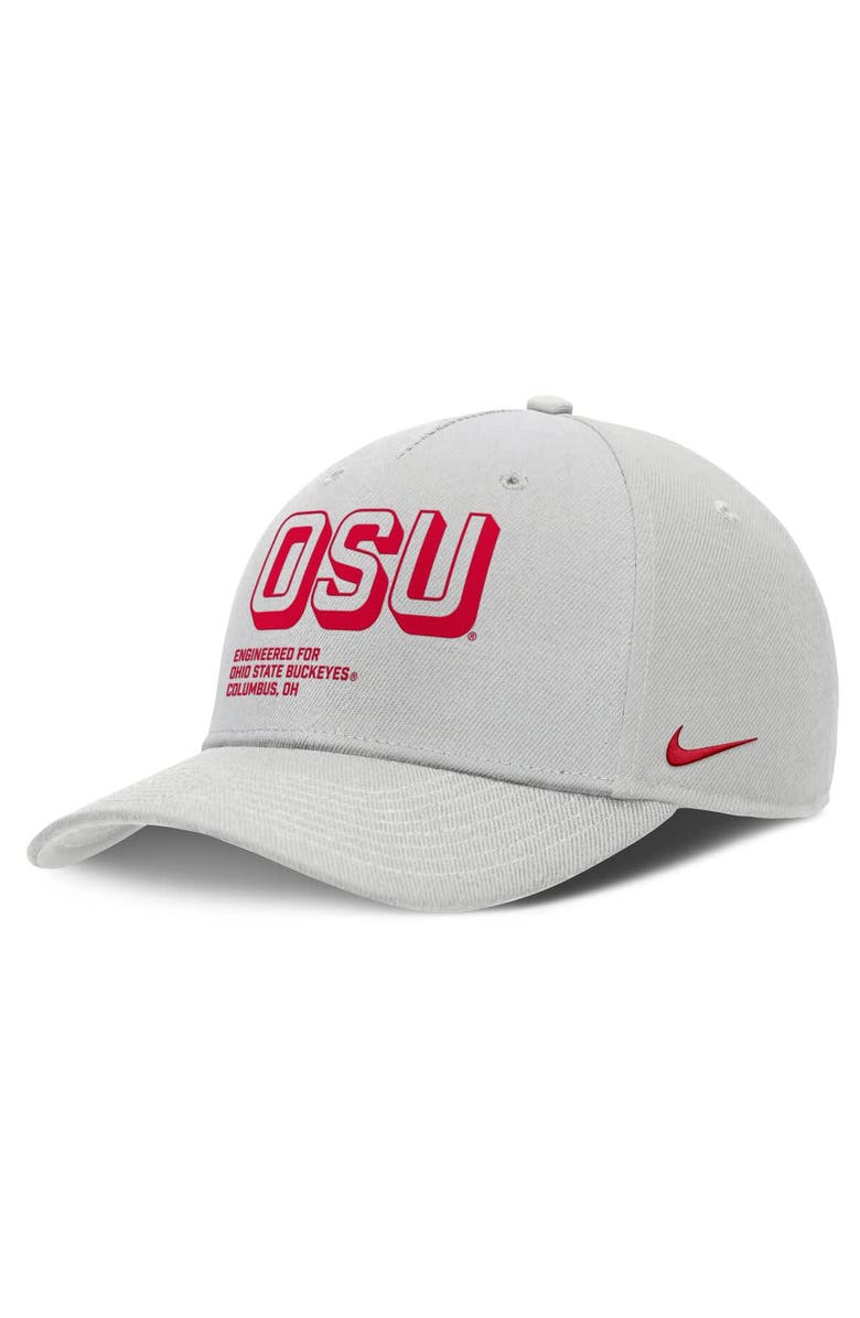 Nike Men's Nike Gray Ohio State Buckeyes 2025 Sideline Dust Pinched Rise Adjustable Hat, Main, color,