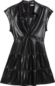 Alice + Olivia Mila Twist Front Faux Leather Dress