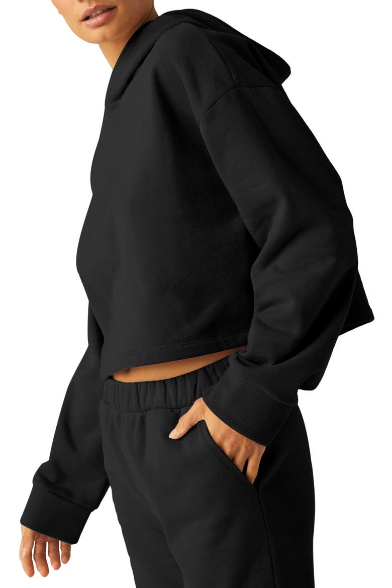 Happiness Crop Hoodie, Alternate, color, BLACK