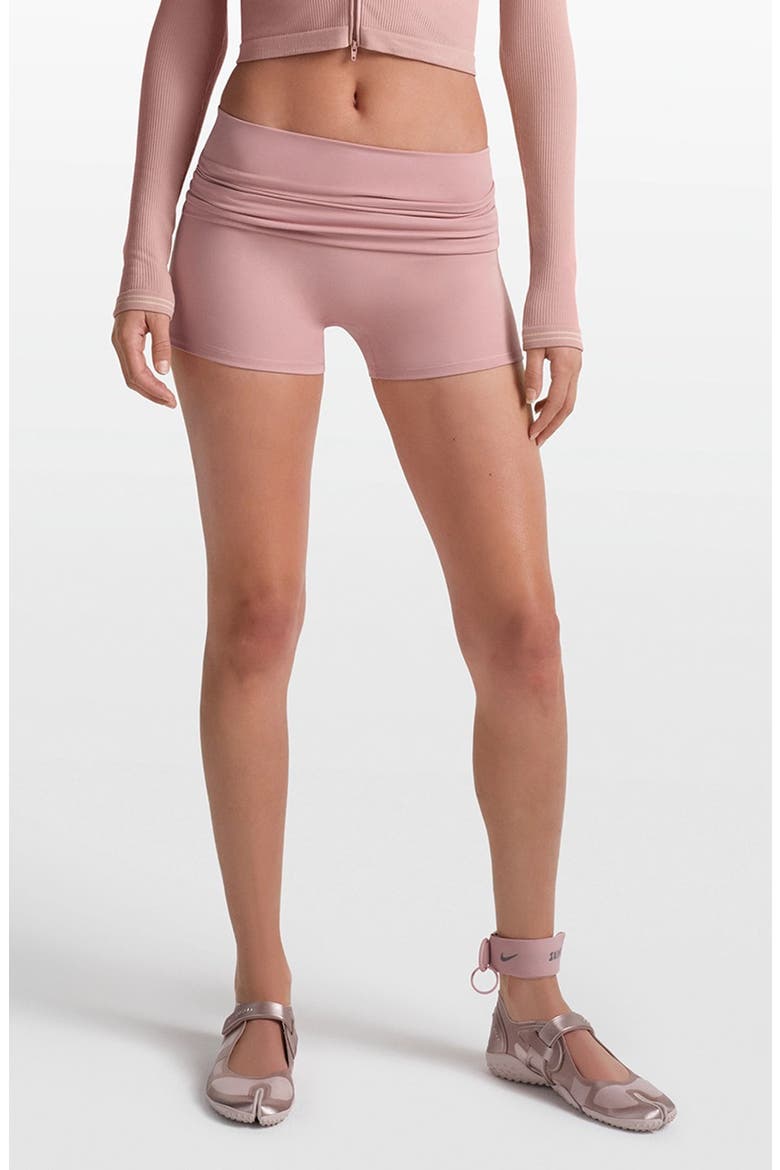 Matte Foldover Waist Shorts, Main, color, HIMALAYAN