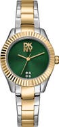 DKNY Logo Ridged Bezel Bracelet Watch, 30mm