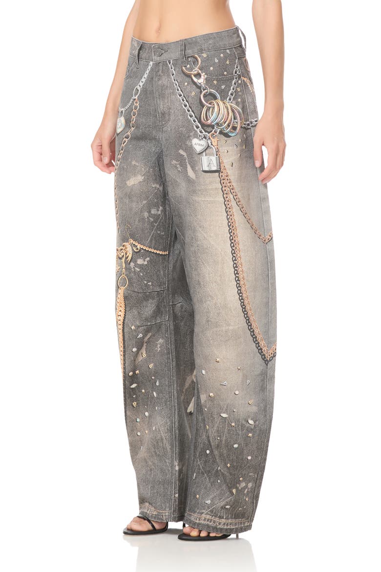 Barrel High Waist Wide Leg Jeans, Alternate, color, BLACK GRUNGE PRINT