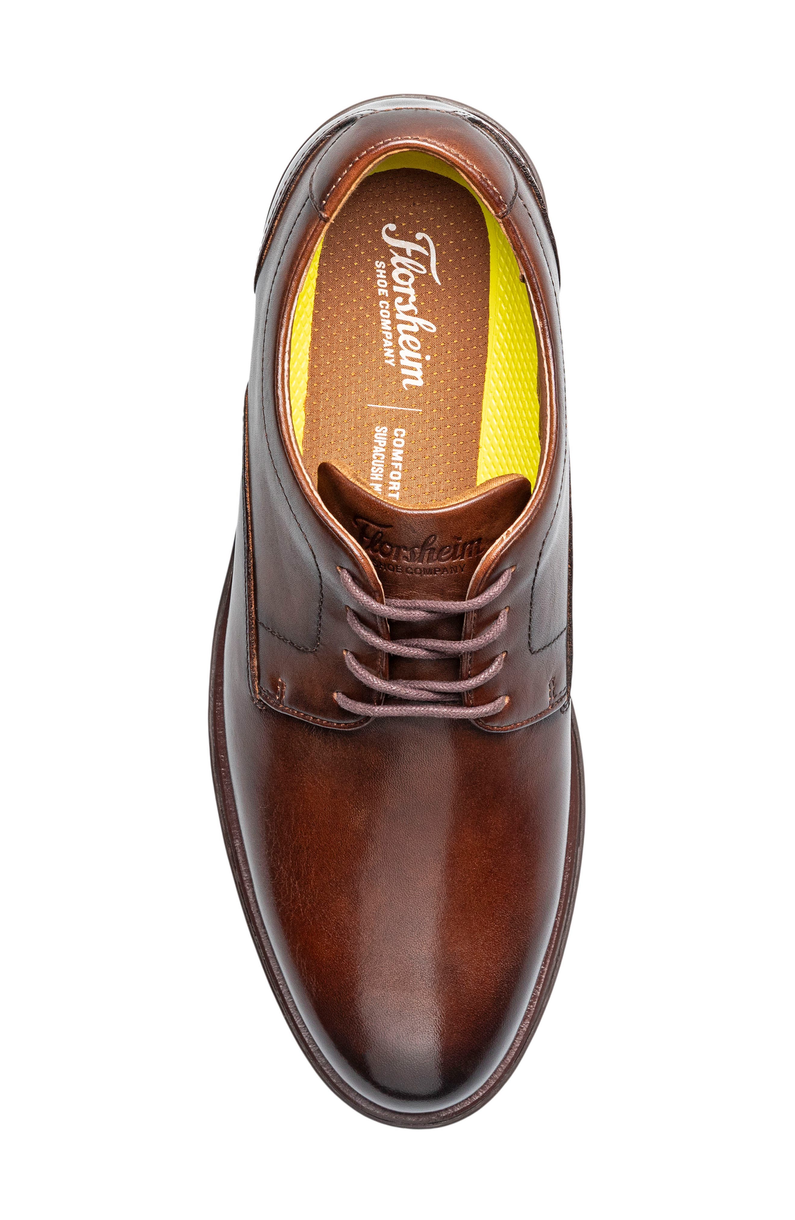 Avenue Plain Toe Leather Derby, Alternate, color, BROWN