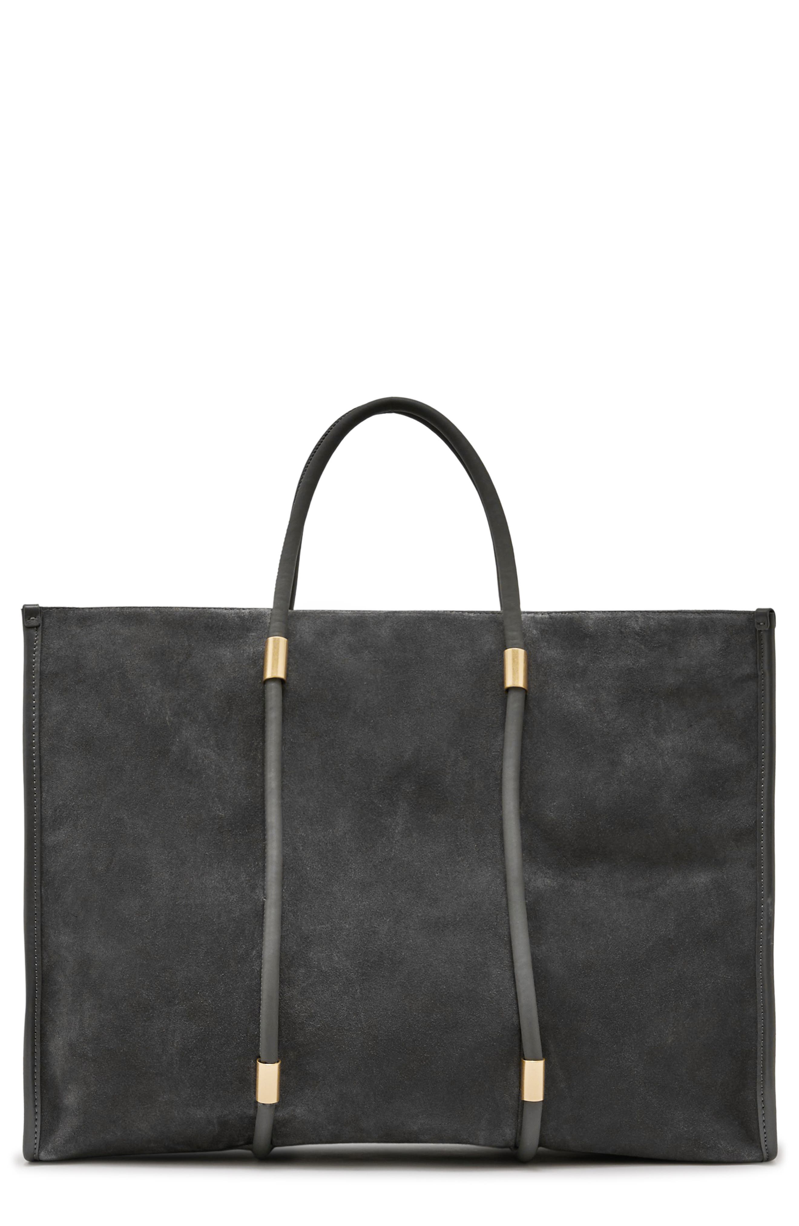 Ramona Leather Tote, Main, color, GREY