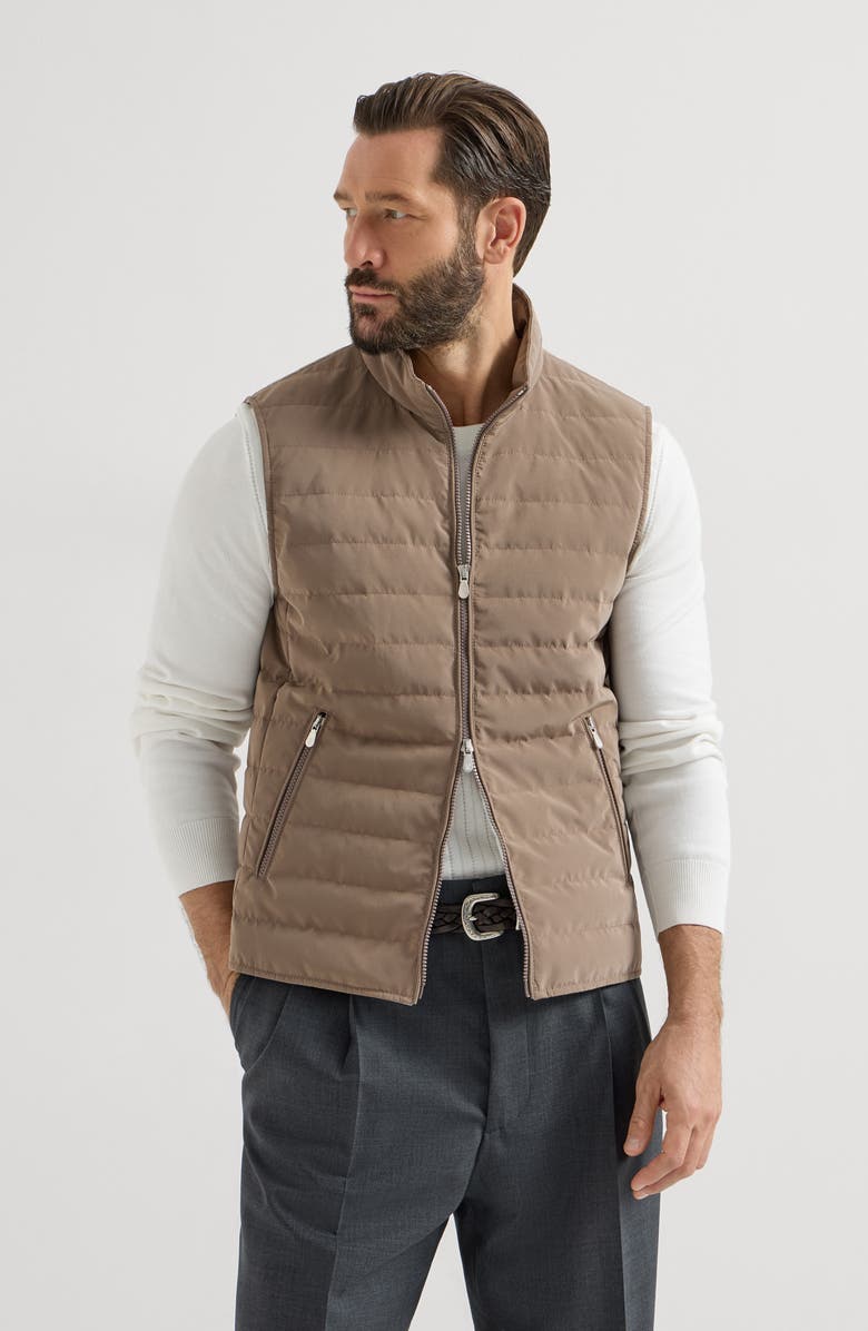 Brunello Cucinelli Nylon down vest, Alternate, color, Hazelnut