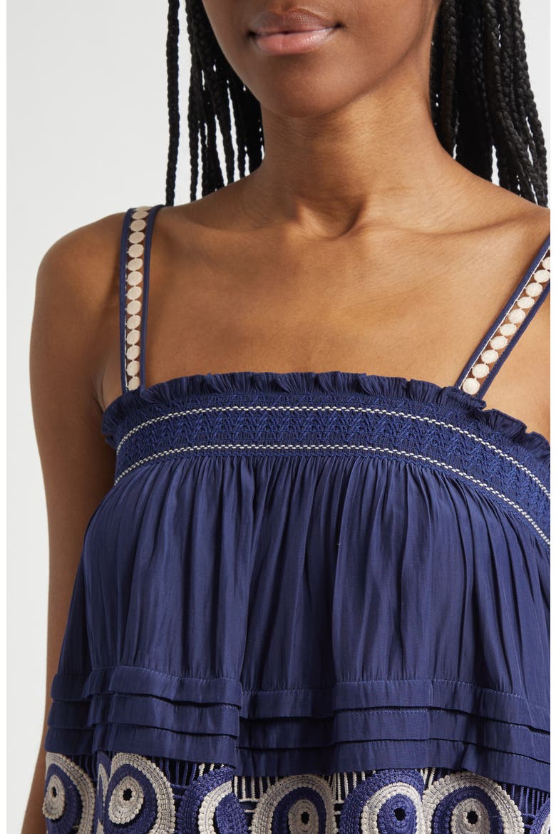 Monica Smocked Waist Sleeveless Jumpsuit, Alternate, color, SPRING NAVY