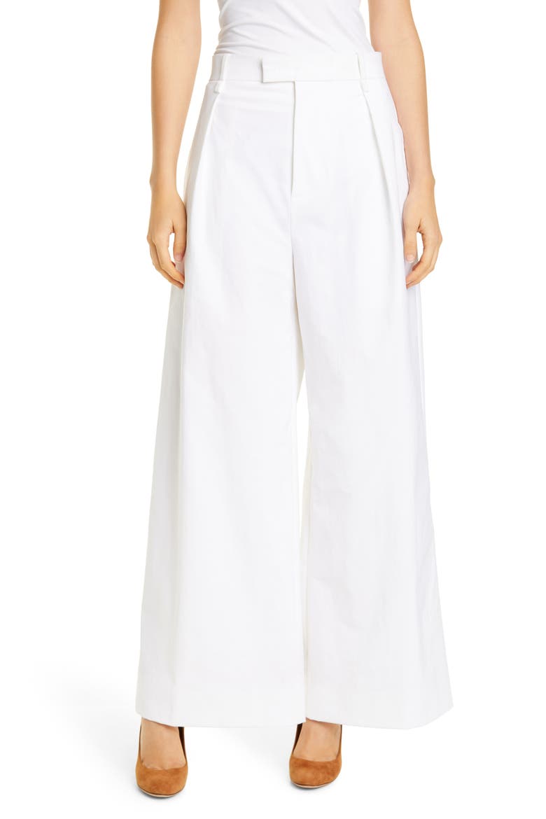 Wide Leg Stretch Canvas Pants, Main, color, OPTIC WHITE