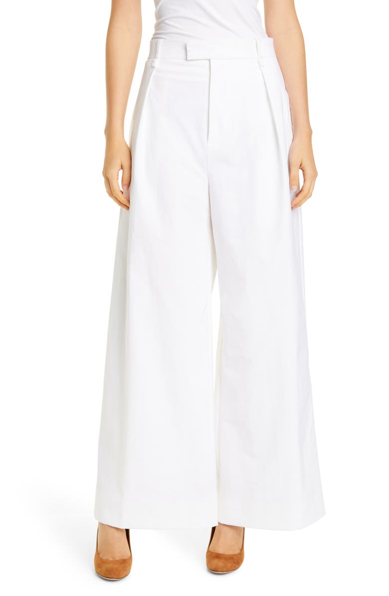 Bottega Veneta Wide Leg Stretch Canvas Pants, Main, color, 