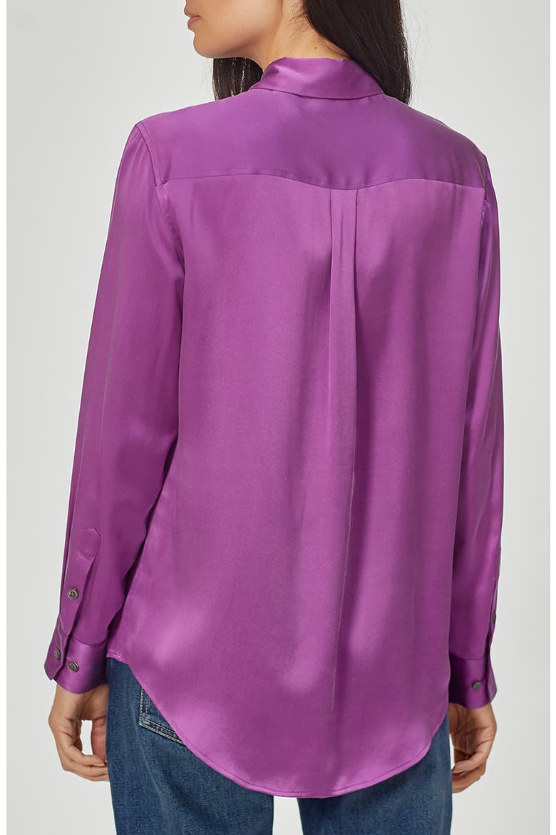 Signature Long Sleeve Silk Blouse, Alternate, color, DHLIA