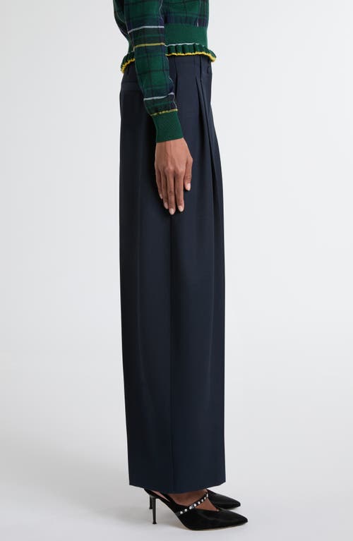 Alexander Mcqueen Mcqueen Pleated High Waist Wide Leg Tailored Wool Trousers