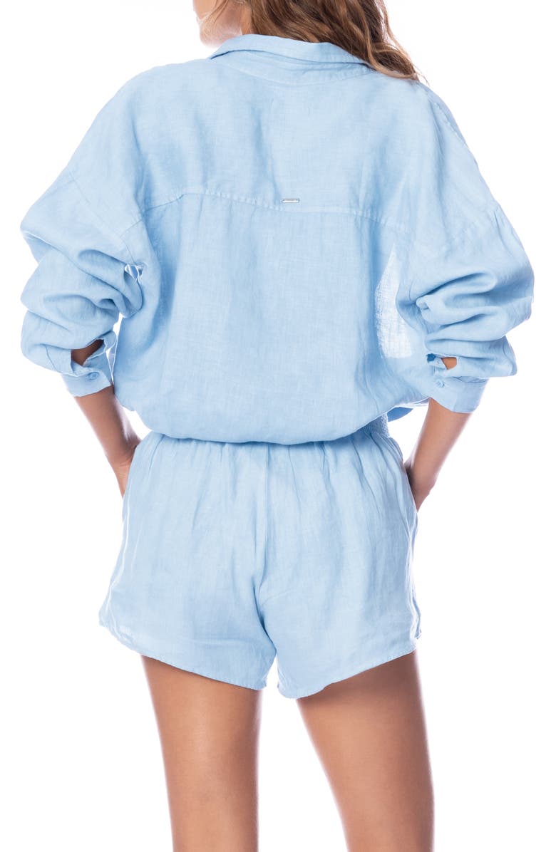 Maaji Larissa Button-Up Cover-Up Shirt, Alternate, color, Blue