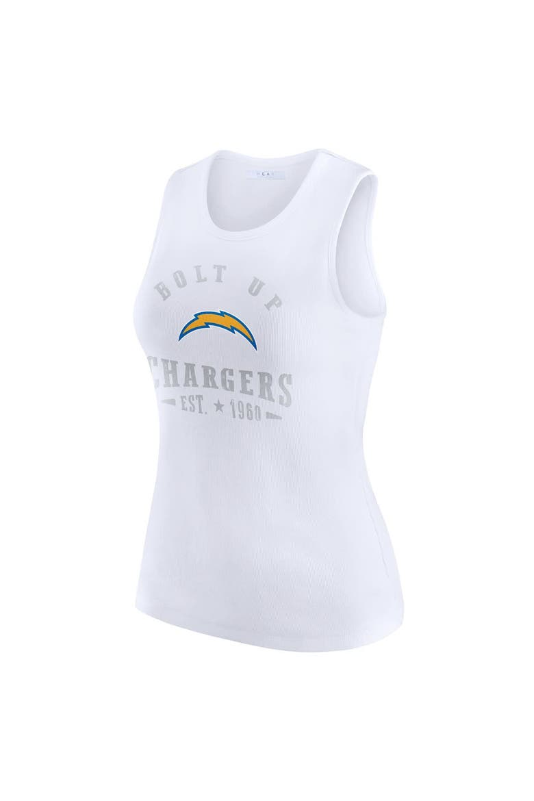 Women's WEAR by Erin Andrews  White Los Angeles Chargers Ribbed Graphic Tank Top, Alternate, color, White