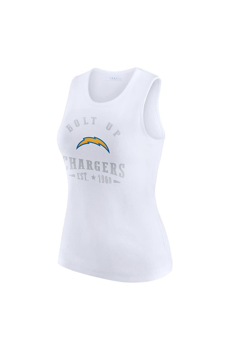 WEAR by Erin Andrews Women's WEAR by Erin Andrews White Los Angeles Chargers Ribbed Graphic Tank Top, Alternate, color, White