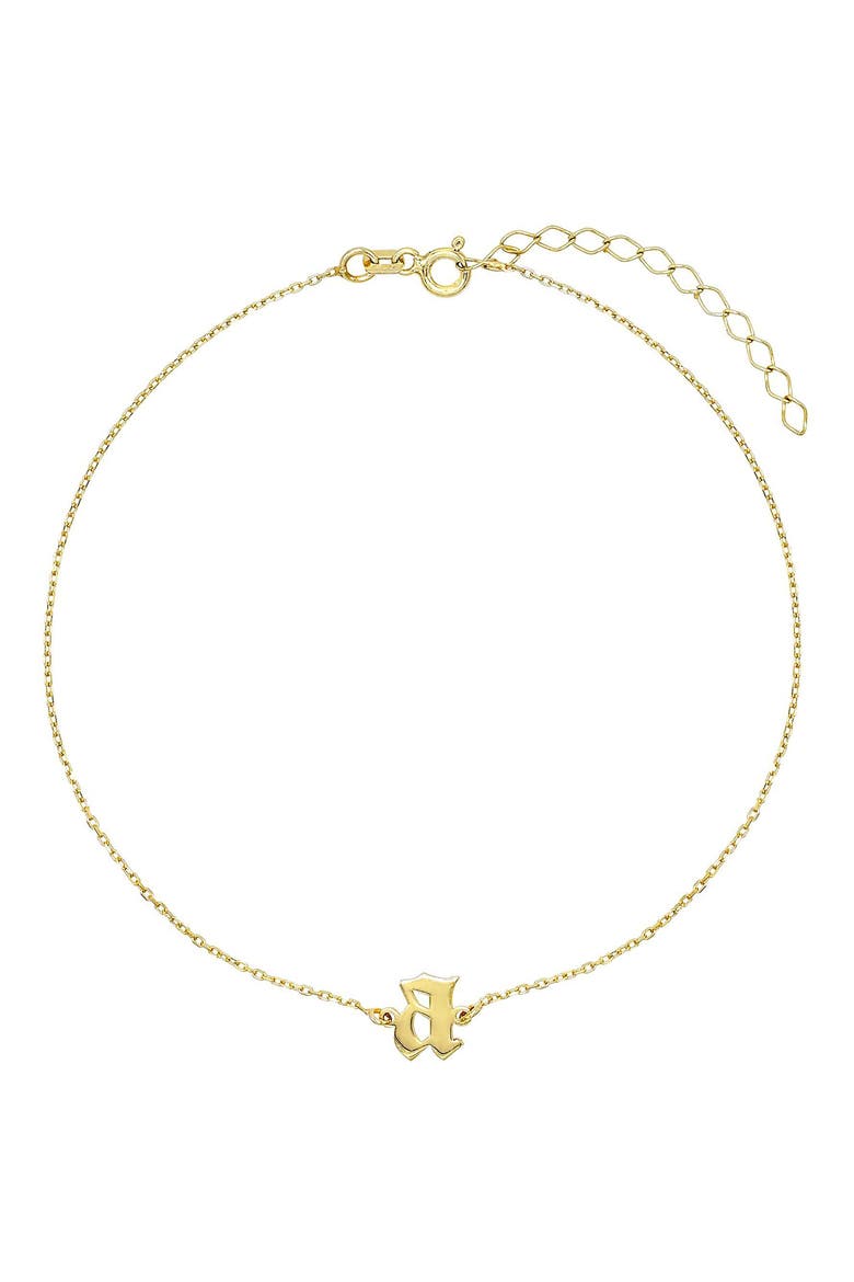 Adina's Jewels Gothic Initial Anklet, Main, color, GOLD