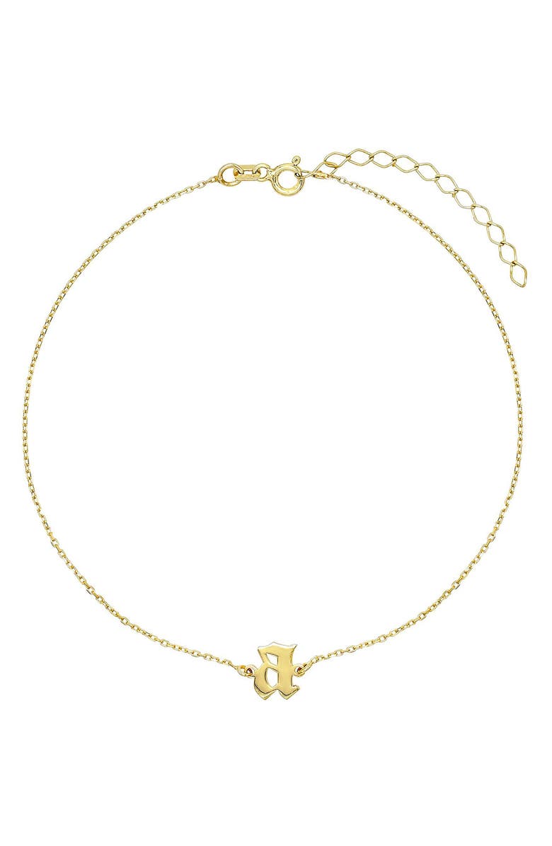 BY ADINA EDEN Adina's Jewels Gothic Initial Anklet, Main, color, 
