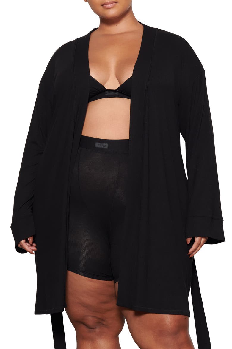 Soft Lounge Short Robe, Main, color, ONYX