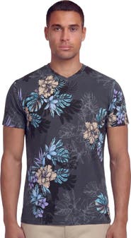 Lords of Harlech Exotic Floral Mens Vneck Tee